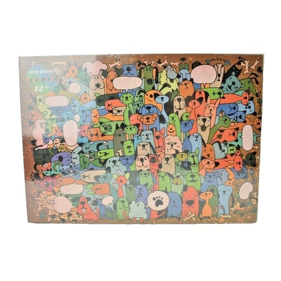 Puppies' Party 1000 Piece Bgraamiens Brain Games Jigsaw Puzzle Sealed - Picture 1 of 6